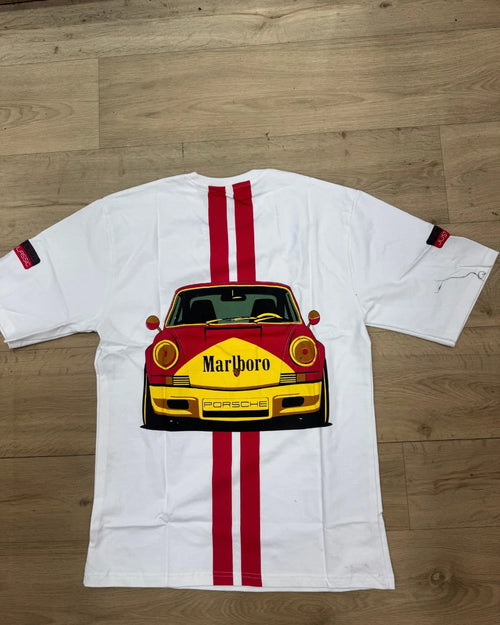 White Rubber Print Graphic T-Shirt