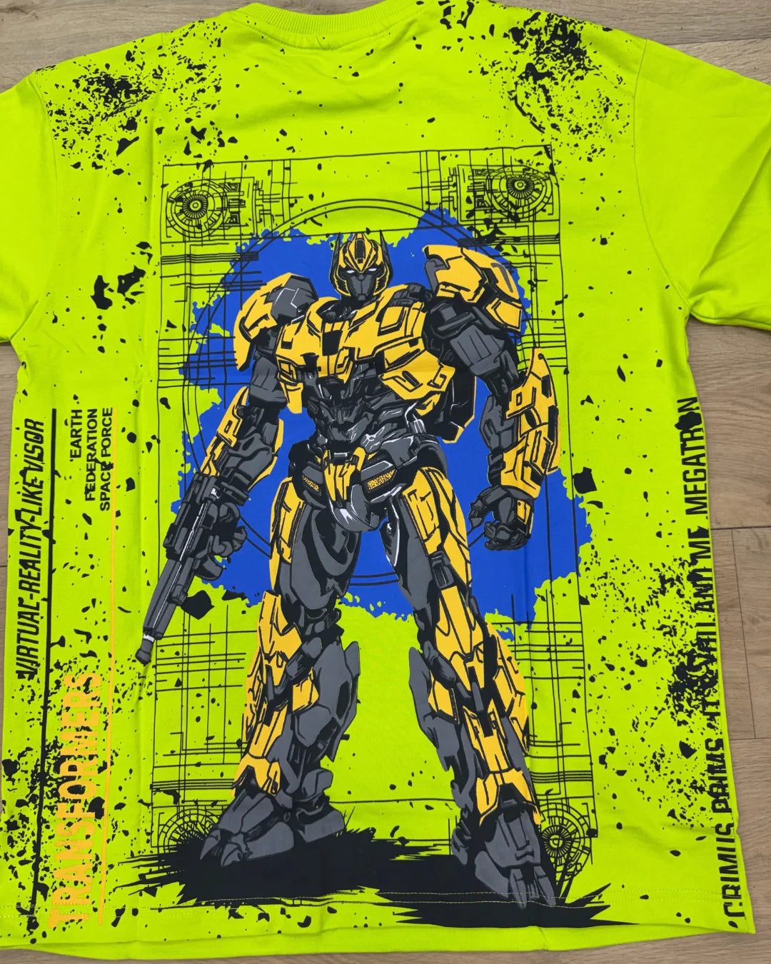 Neon Green Robot Graphic T-Shirt